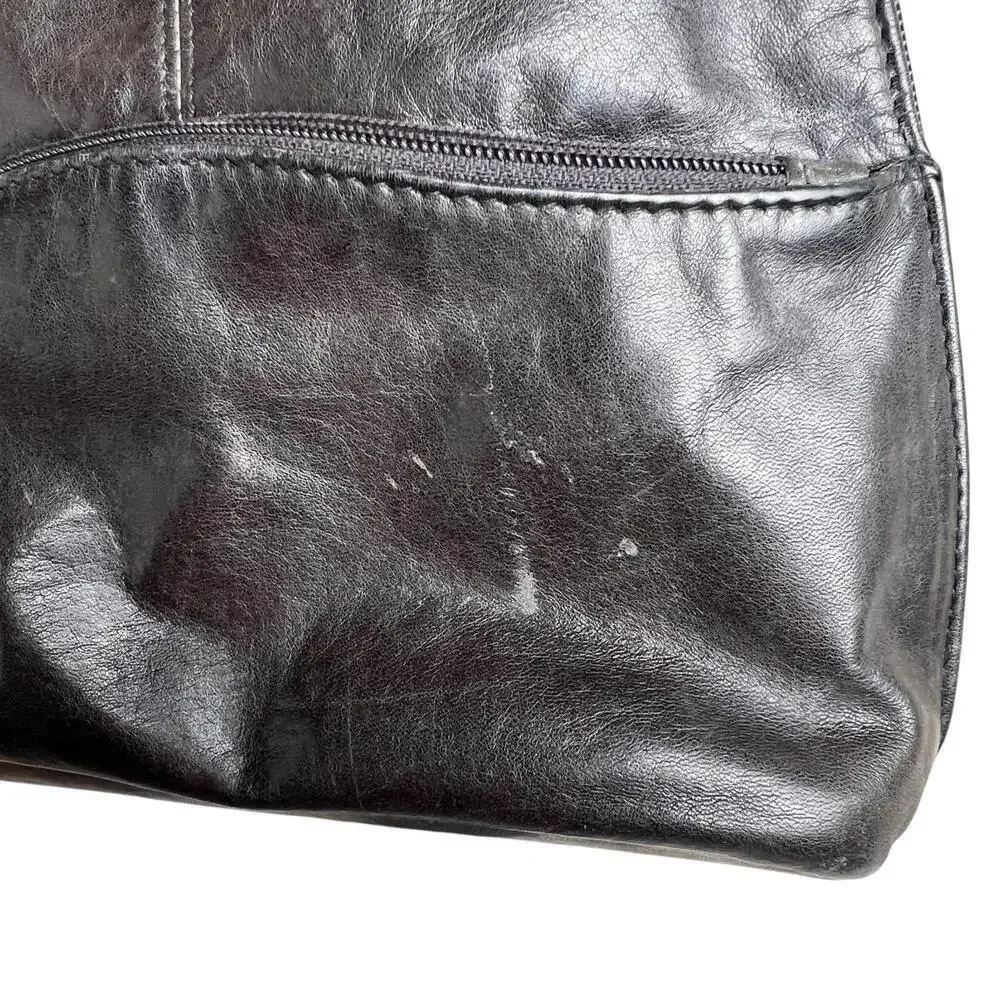 Vintage Tignanello Black Faux Leather Crossbody Backpack with Gold Hardware